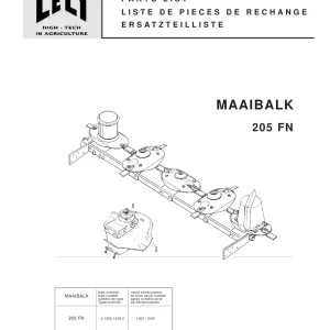 Lely Splendimo 205 Fn Maaibalk Parts Manual
