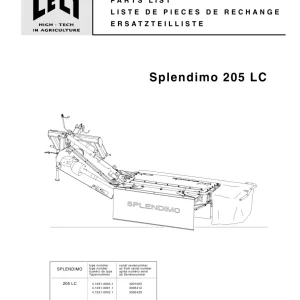 Lely Splendimo 205 Lc Parts Manual