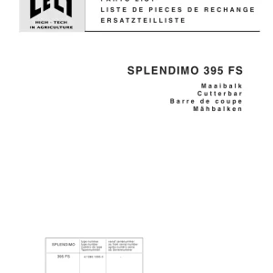 Lely Splendimo 395 Fs Parts Manual