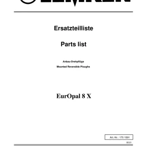 Lemken Europal 8X Parts Manual