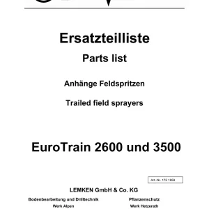 Lemken Eurotrain 2600 3500 Parts Manual