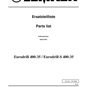 Lemken Eurodrill 400 35 Parts Manual