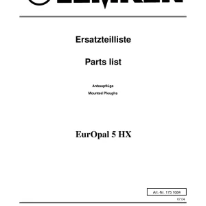Lemken Europal 5 Hx Parts Manual