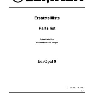 Lemken Europal 8 Parts Manual