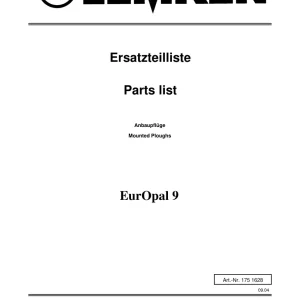 Lemken Europal 9 Parts Manual