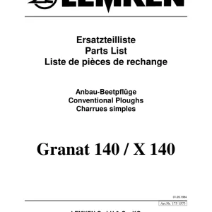 Lemken Granat 140 X140 Parts Manual