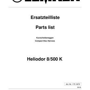 Lemken Heliodor 8 500 K Parts Manual