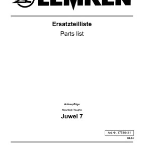 Lemken Juwel 7 Parts Manual
