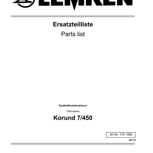 Lemken Korund 7 450 Parts Manual
