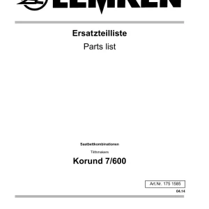 Lemken Korund 7 600 Parts Manual