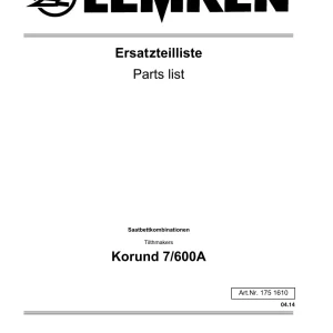 Lemken Korund 7 600A Parts Manual
