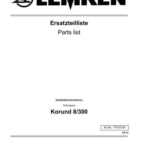 Lemken Korund 8 300 Parts Manual