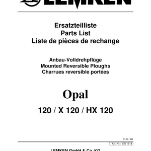Lemken Opal 120 Hx120 X120 Parts Manual