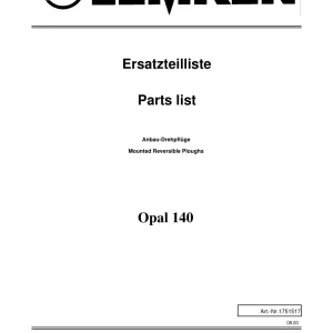 Lemken Opal 140 Parts Manual