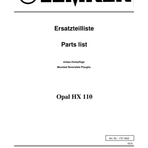 Lemken Opal Hx110 Parts Manual