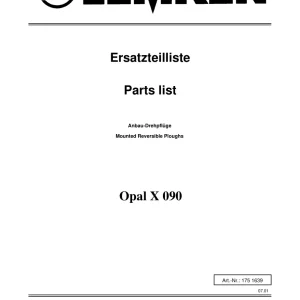 Lemken Opal X090 Parts Manual