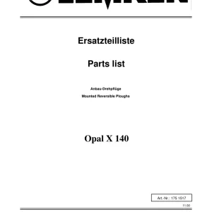 Lemken Opal X140 Parts Manual