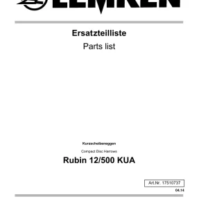 Lemken Rubin 12 500Kua 04.14 Parts Manual