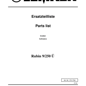 Lemken Rubin 9 250 Parts Manual