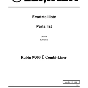 Lemken Rubin 9 300 Parts Manual