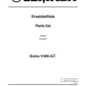 Lemken Rubin 9 400 Parts Manual