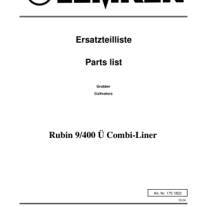 Lemken Rubin 9 400 U Parts Manual