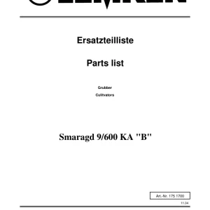 Lemken Smaragd 9 600 Ka B Parts Manual