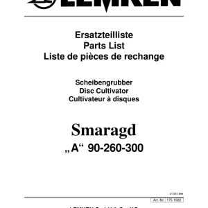 Lemken Smaragd A 90 260 300 Parts Manual