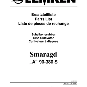 Lemken Smaragd A 90 380 S Parts Manual