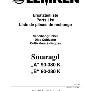 Lemken Smaragd Ab 90 380 K Parts Manual