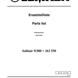 Lemken Solitair 9 300 Parts Manual