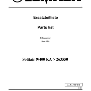 Lemken Solitair 9 400 Ka Parts Manual
