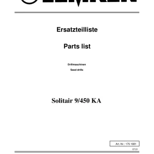 Lemken Solitair 9 450 Ka Parts Manual