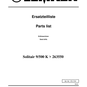 Lemken Solitair 9 500 K Parts Manual