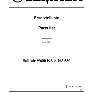 Lemken Solitair 9 600 Ka Parts Manual