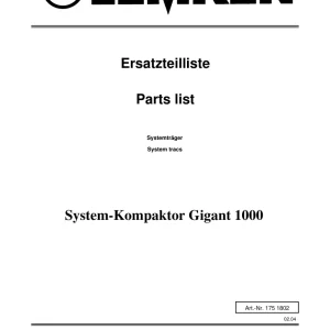 Lemken Kompaktor Gigant 1000 Parts Manual
