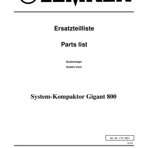 Lemken Kompaktor Gigant 800 Parts Manual