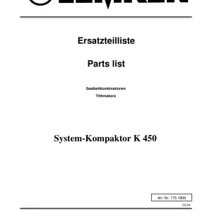 Lemken Kompaktor K450 Parts Manual
