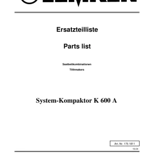 Lemken Kompaktor K600A Parts Manual