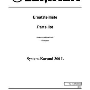 Lemken Korund 300 L Parts Manual