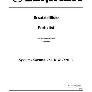 Lemken Korund 750 L K 07.04 Parts Manual