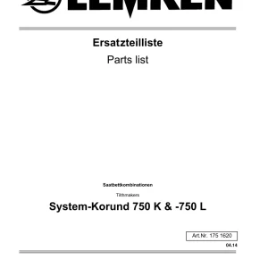 Lemken Korund 750K 750L 04.14 Parts Manual