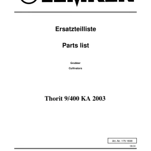 Lemken Thorit 9 400 Ka 2003 Parts Manual