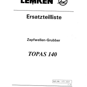 Lemken Topas 140 Parts Manual