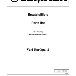 Lemken Europal 8 Parts Manual
