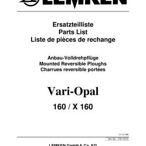 Lemken Opal 160 X160 Parts Manual