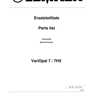 Lemken Opal 7 7Hx Parts Manual