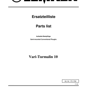 Lemken Turmalin 10 Parts Manual