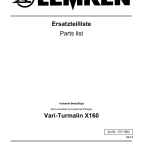Lemken Turmalin X160 Parts Manual