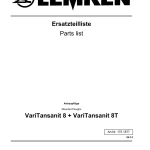 Lemken Varitansanit 8 8T Parts Manual